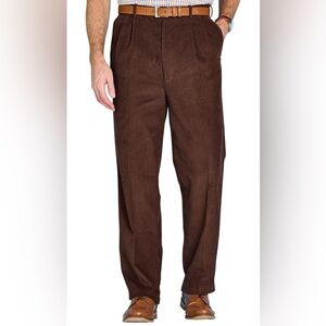 Chums Men's Cotton Corduroy Pants, Trousers, Pleated, Brown, 40 x 27, New